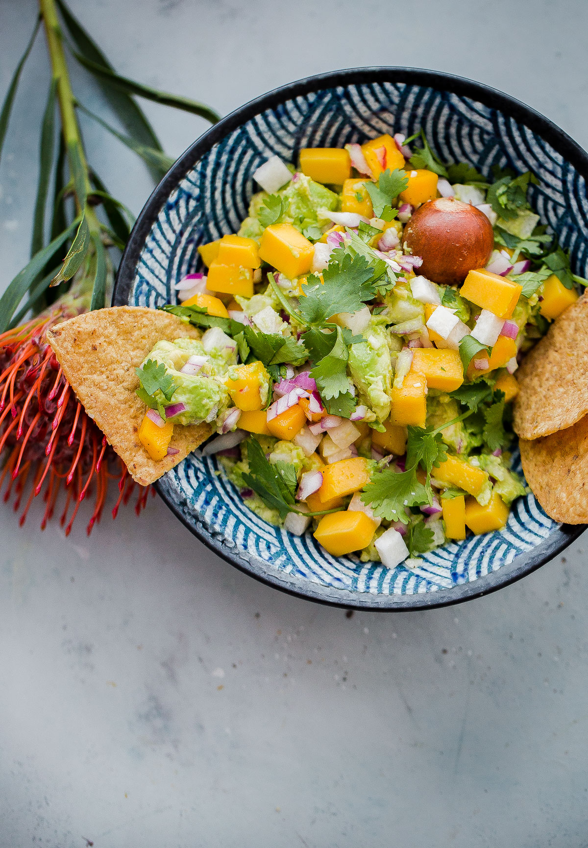 Tropical Mango Guacamole in Bowl 