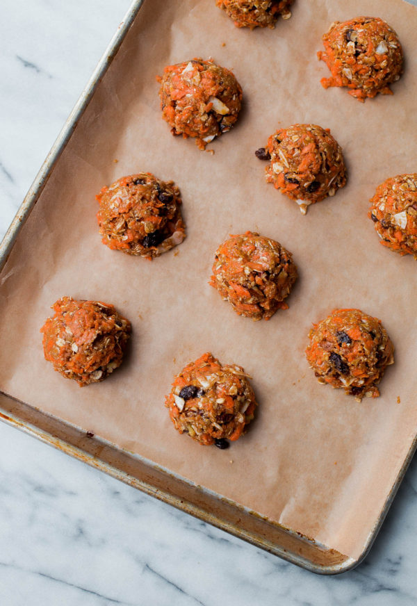 Carrot Cake Breakfast Cookies on Baking Sheet