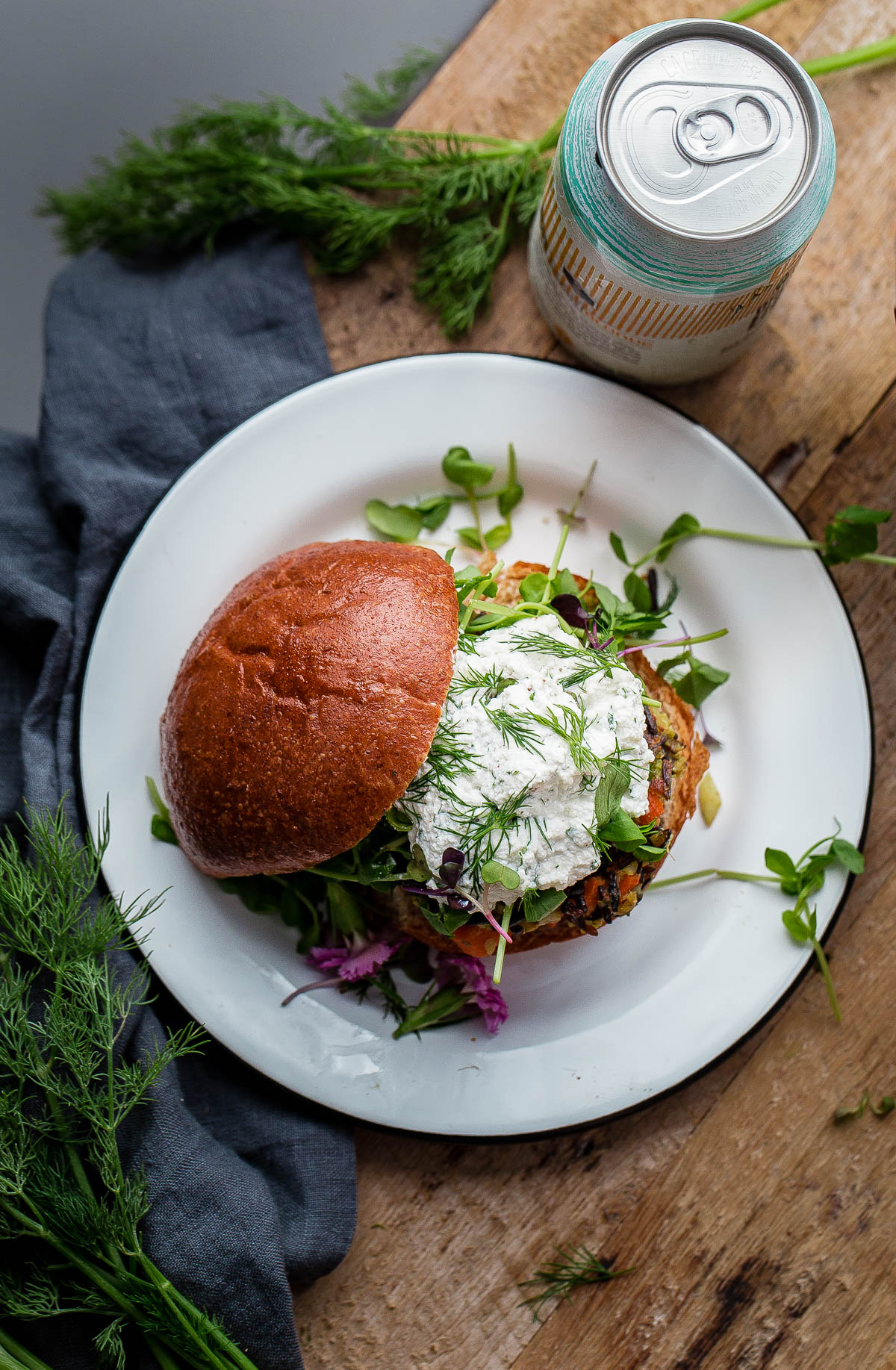 Wild Rice Veggie Burgers with Herbed Ricotta - hearty vegan veggie burger recipe made with wild rice and vegetables!