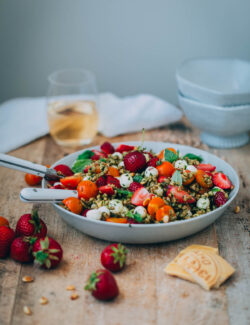 Strawberry Farro Caprese Salad