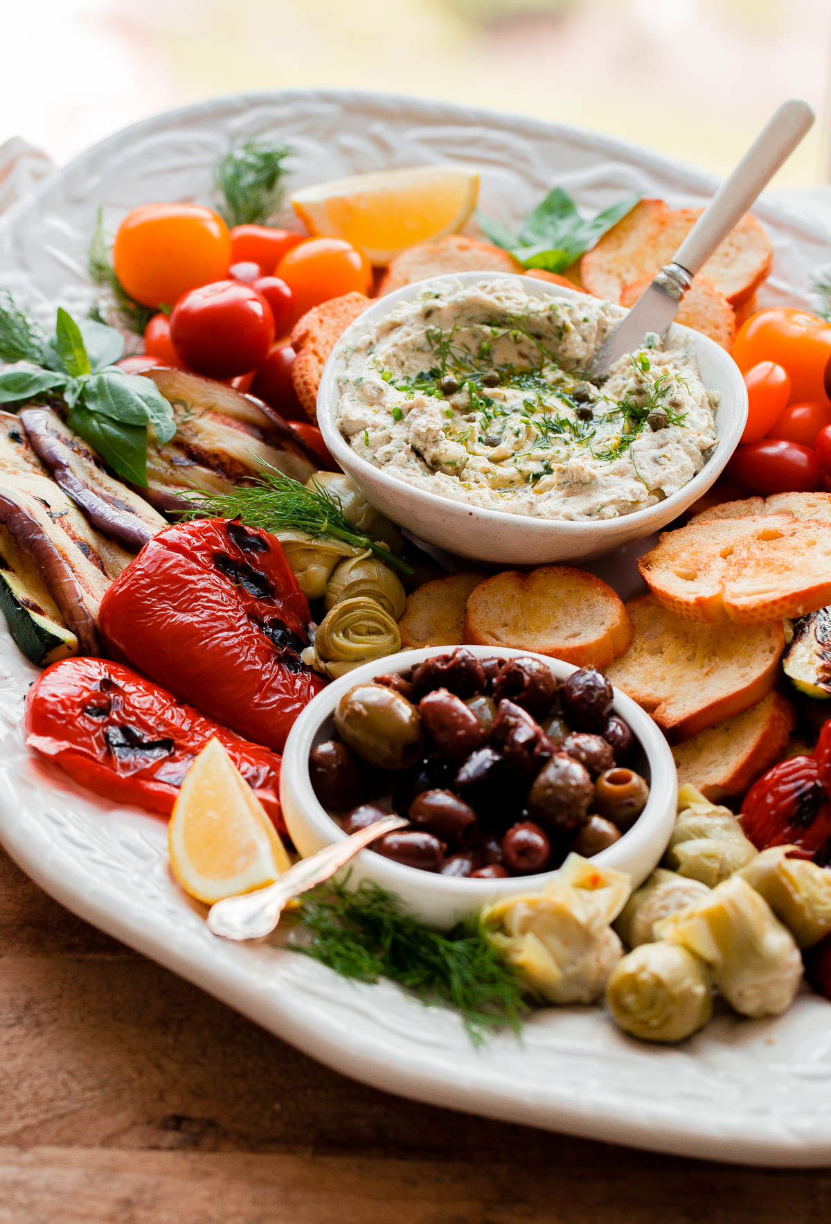 Tuna Crostini with Italian Antipasto - A Beautiful Plate