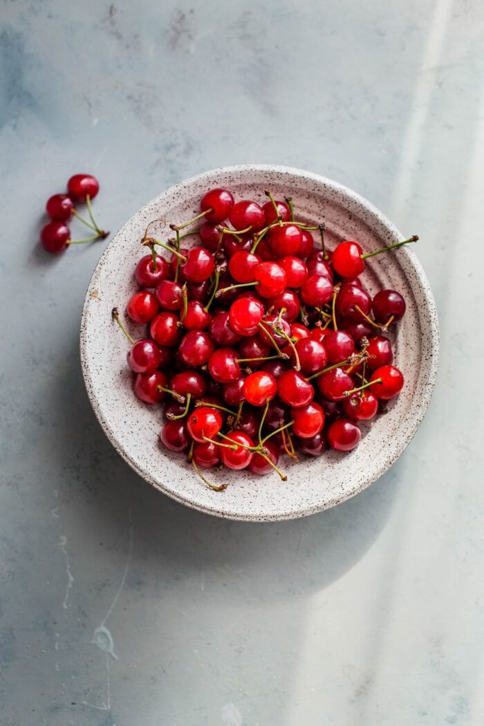 Fresh Sour Cherries in Bowl 