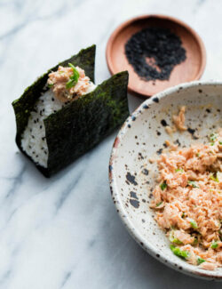 Spicy Tuna Onigiri - traditional Japanese onigiri filled with spicy Bella Portofino tuna.