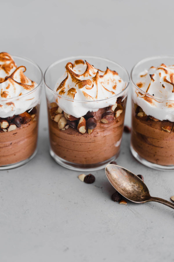 Easy Chocolate Mousse with Meringue Topping in a Cup