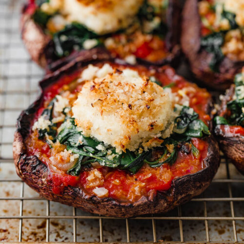 Stuffed Portobello Mushrooms with Crispy Goat Cheese A Beautiful Plate