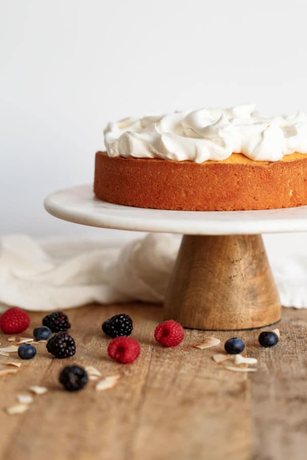 Lemon Coconut Cake with Whipped Cream on Top