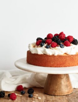 Lemon Coconut Cake with Cream and Berries