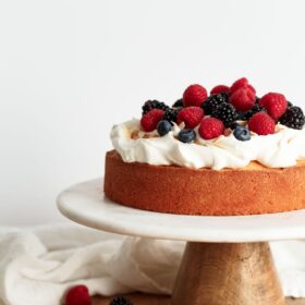 Lemon Coconut Cake with Cream and Berries