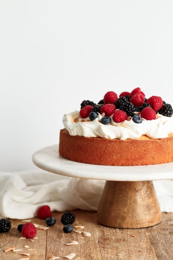 Lemon Coconut Cake with Cream and Berries