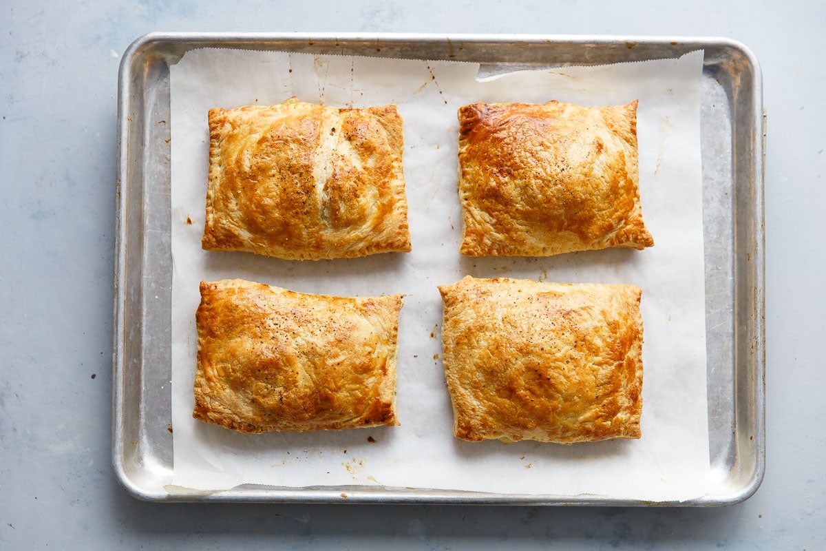 Potato Leek Cornish Pasties on a Sheet Pan