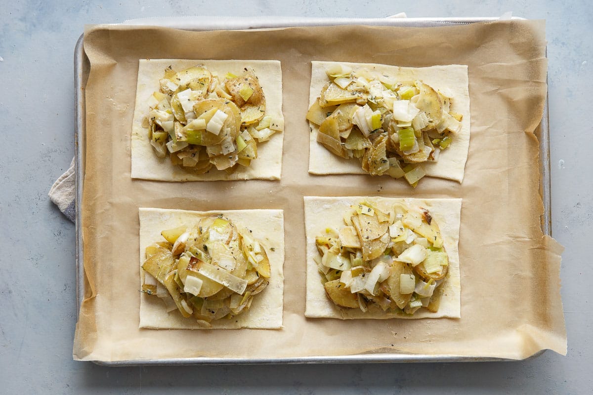 Potato Leek Pasties on a Sheet Pan