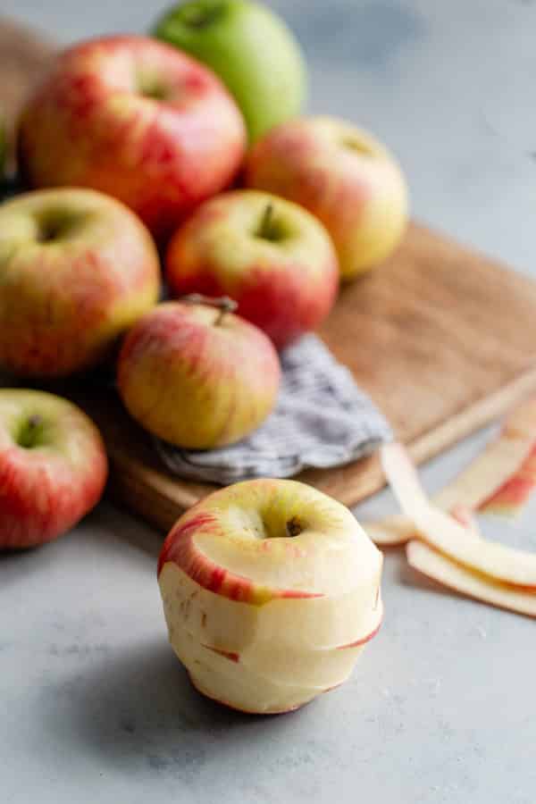 honeycrisp apples on cutting board