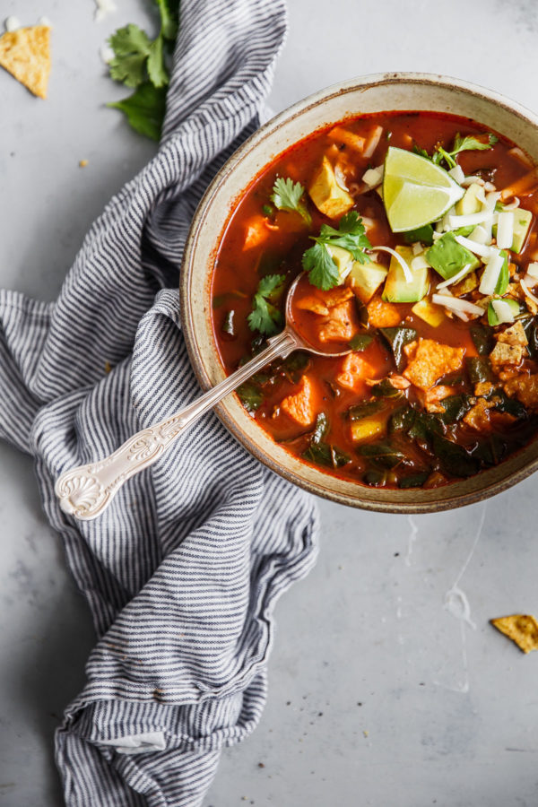 Mexican Tortilla Soup with Toppings