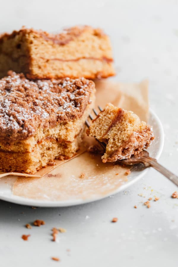 Spiced Coffee Cake on Plate with Fork