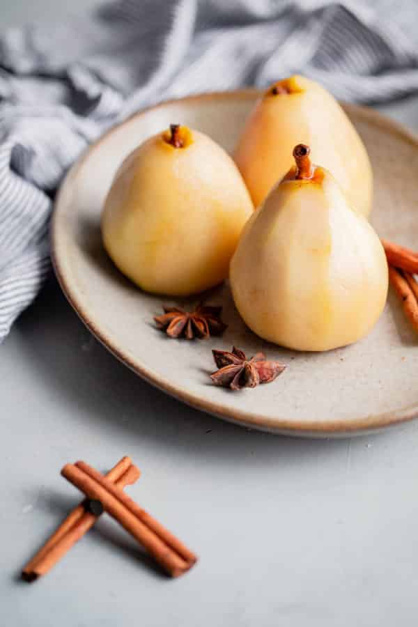 Poached Pears on Platter