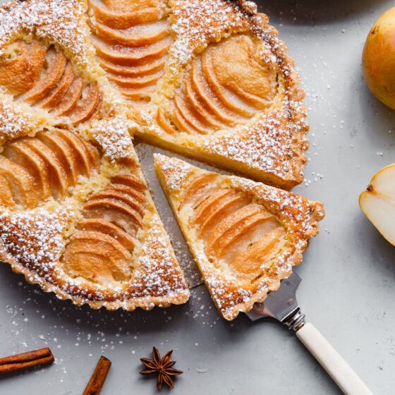 vegan frangipane pear tart recipe