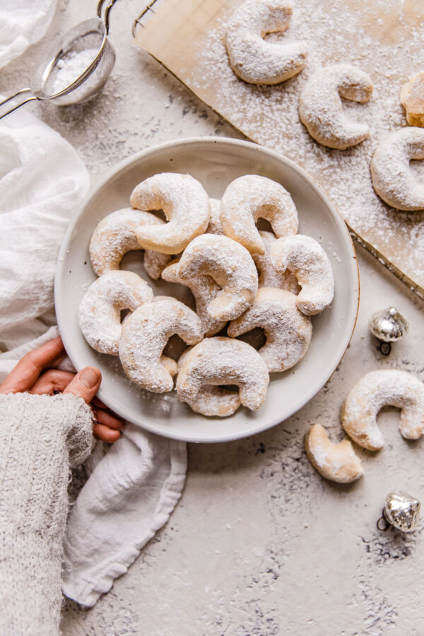 Almond Crescent Cookies Kipferl Cookies Video A Beautiful Plate