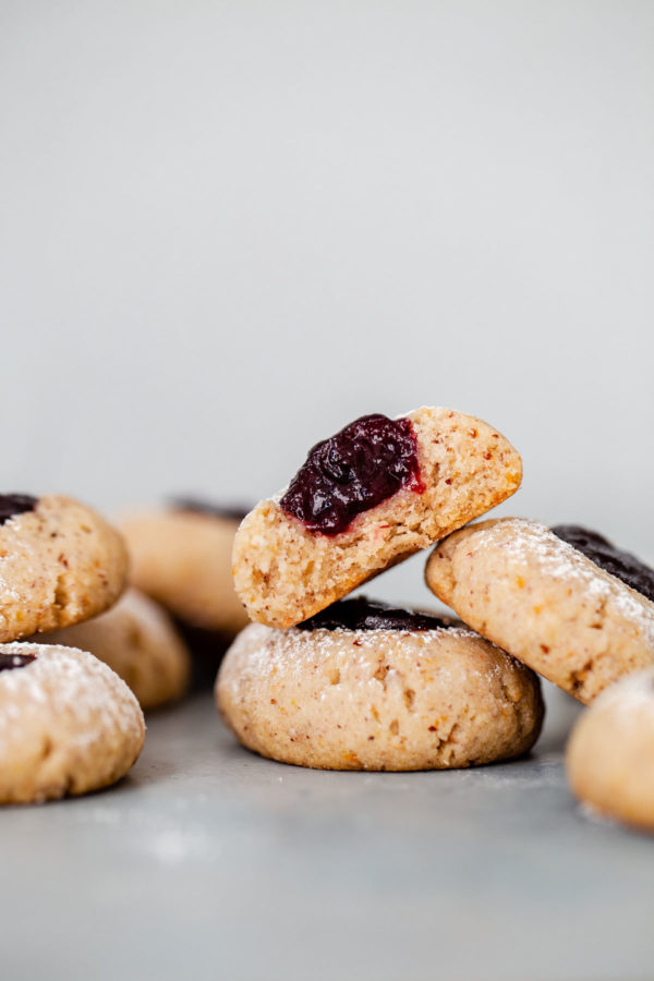 Hazelnut Thumbprint Cookies with Jam Filling