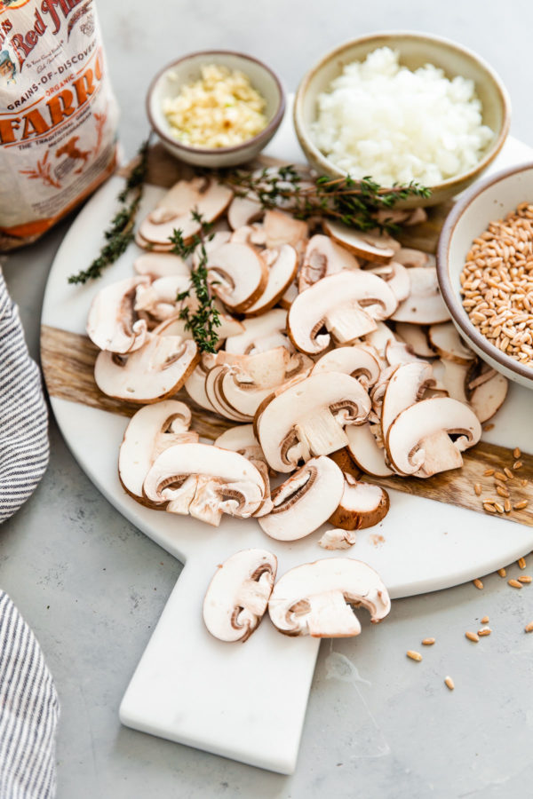 Sliced Mushrooms on Cutting Board