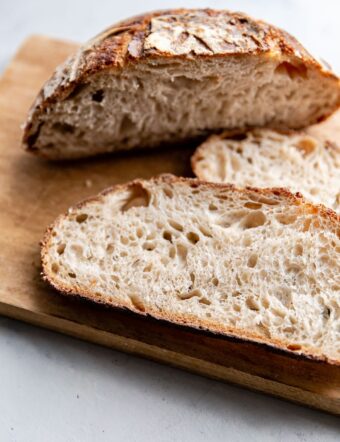 Sliced Sourdough Bread on Cutting Board