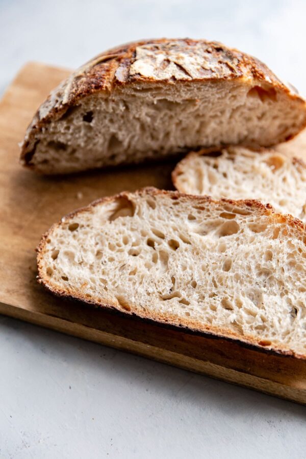 Sliced Sourdough Bread on Cutting Board