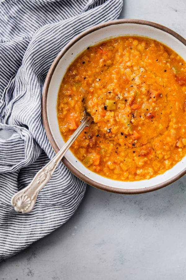 Split Red Lentil Soup in Bowl 