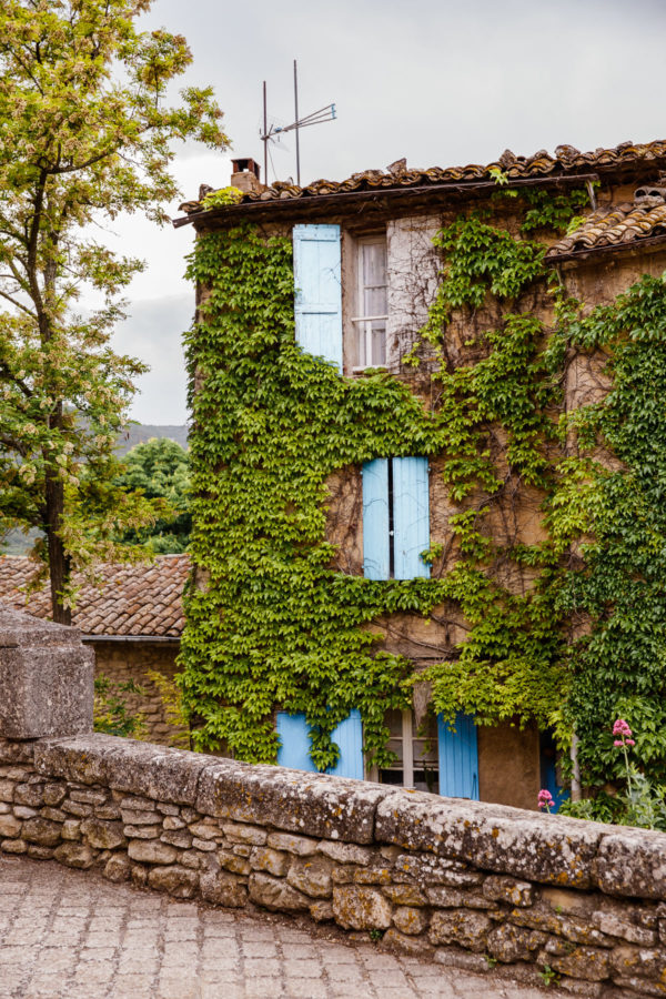 Provence France House with Ivy and Blue Shutters