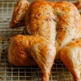 Roasted Spatchcock Chicken on Sheet Pan