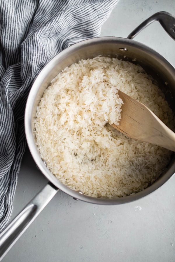 Coconut Rice Ingredients in Pan