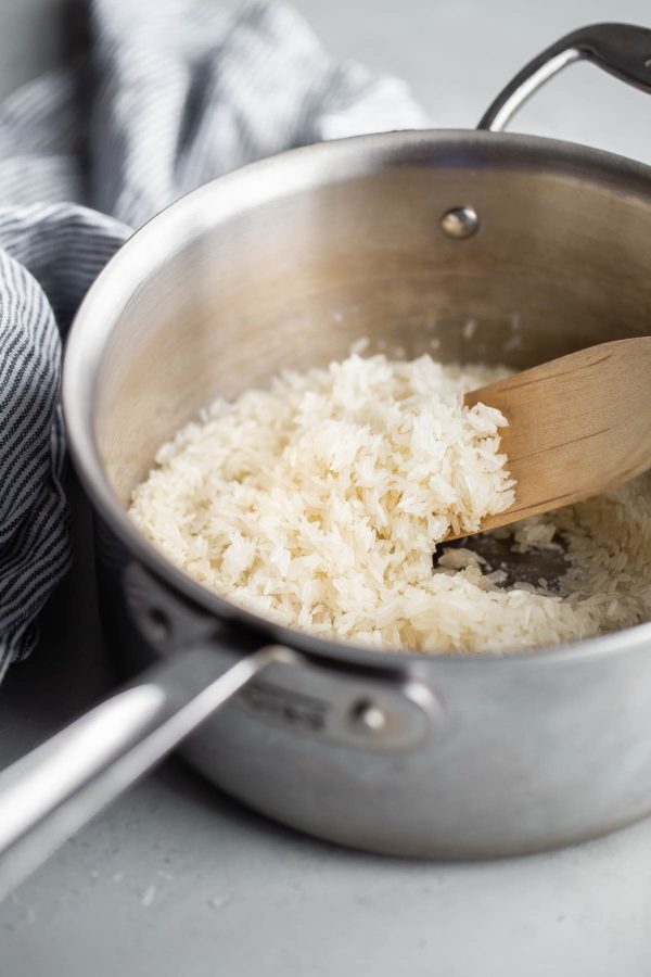 Stirring Coconut Rice Ingredients