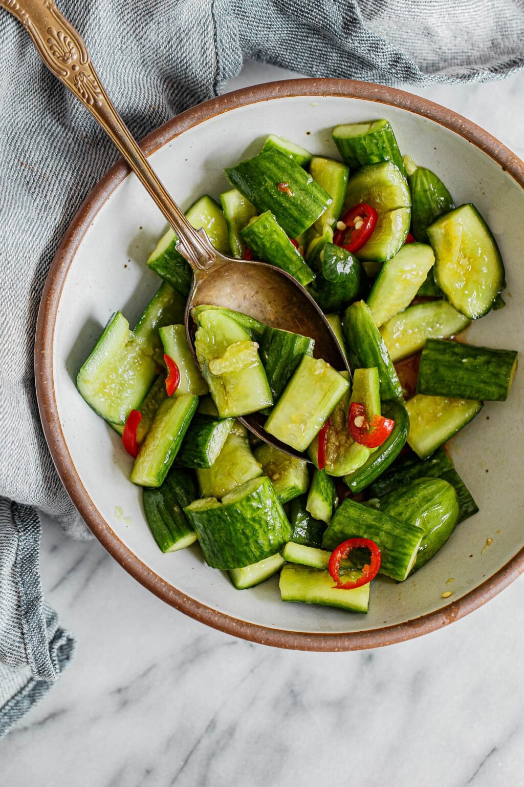 Chinese Cucumber Salad (Smashed Cucumber Salad) - A Beautiful Plate