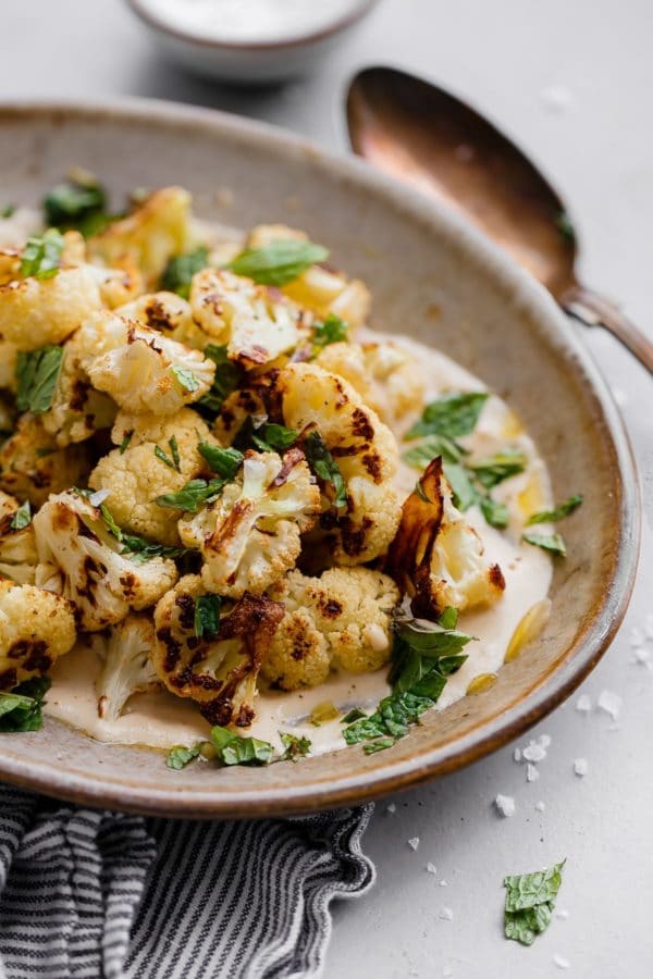 Roasted Cauliflower with Tahini and Mint