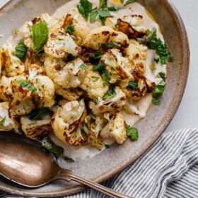 Roasted Cauliflower with Tahini and Mint