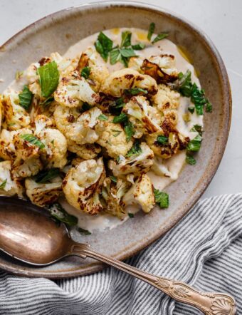 Roasted Cauliflower with Tahini and Mint