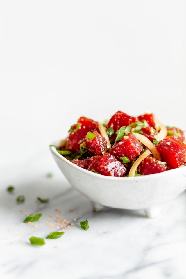 Shoyu Ahi Poke (Hawaiian Ahi Poke Bowl Recipe) A Beautiful Plate