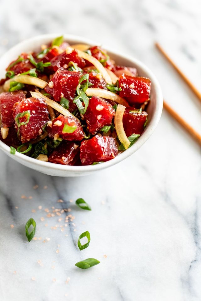 Shoyu Ahi Poke (Hawaiian Ahi Poke Bowl Recipe) A Beautiful Plate
