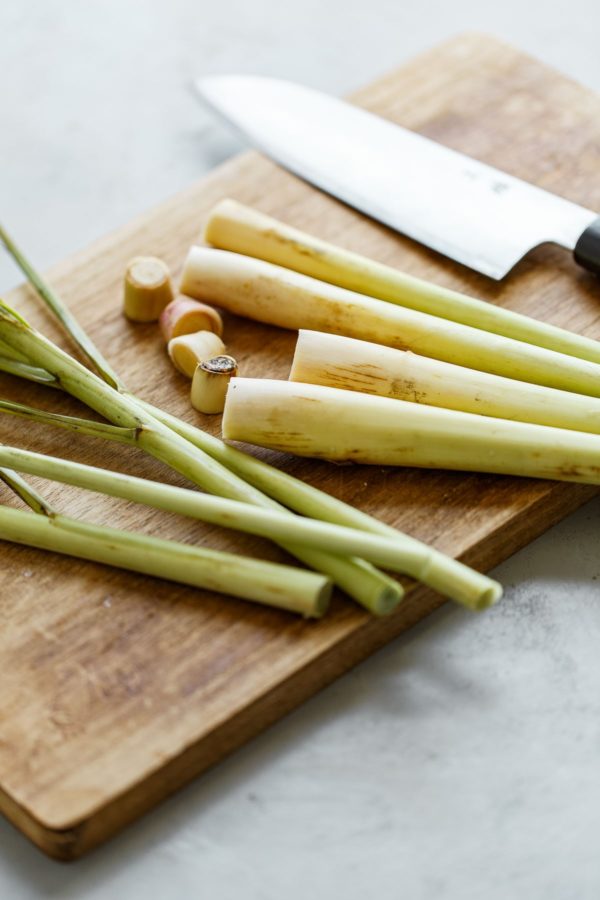 Lemongrass Stalks on Cutting Board