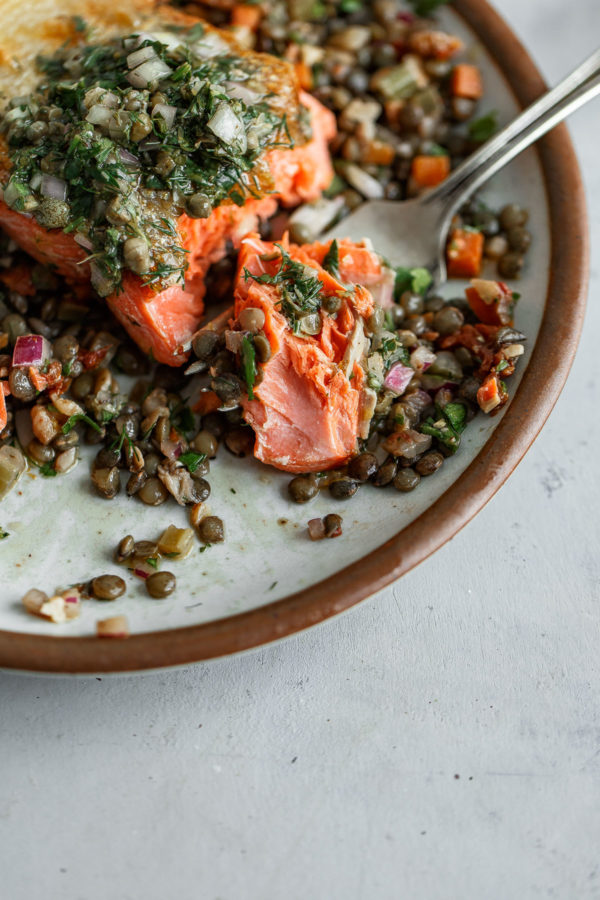 Pan Seared Salmon with Lentils