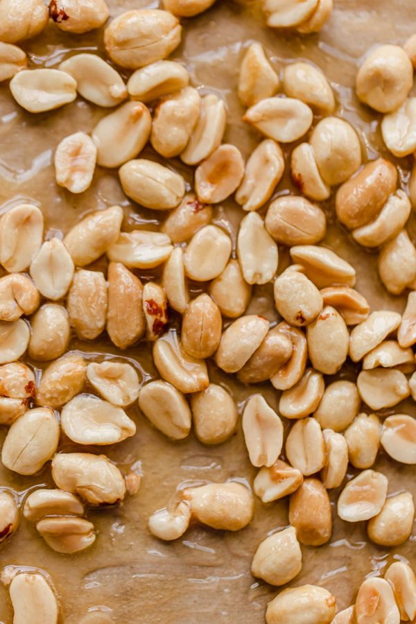 Candied Peanuts on Parchment Paper