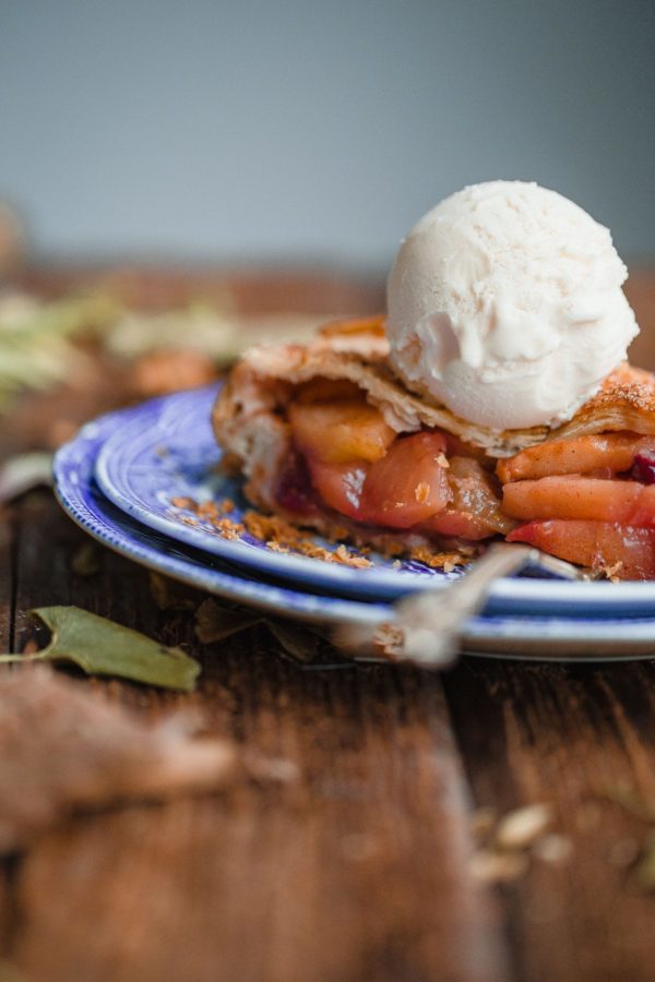Apple Cranberry Pie with Ice Cream