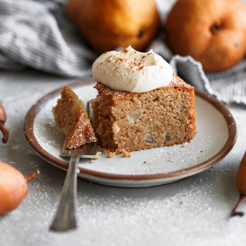 Spiced Almond Pear Cake (Easy Pear Cake Recipe) A Beautiful Plate
