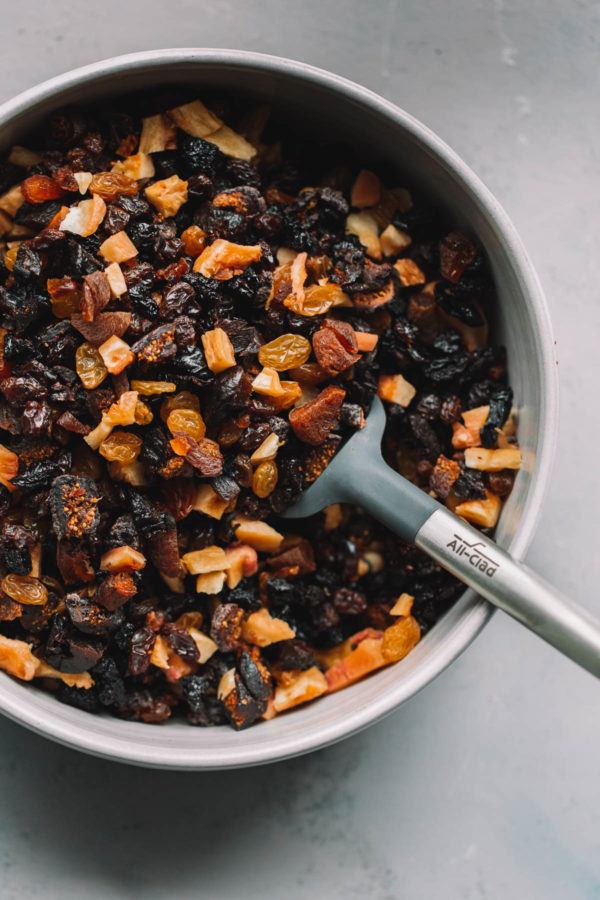 Fruit Cake Dried Fruit In Mixing Bowl