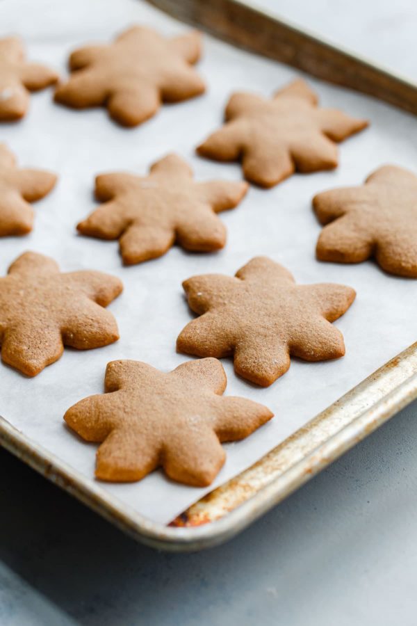 Lebkuchen Cookies on Parchment Lined Baking Sheet