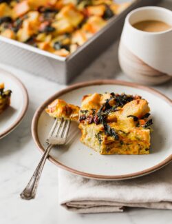 Breakfast Strata on Plate with Fork