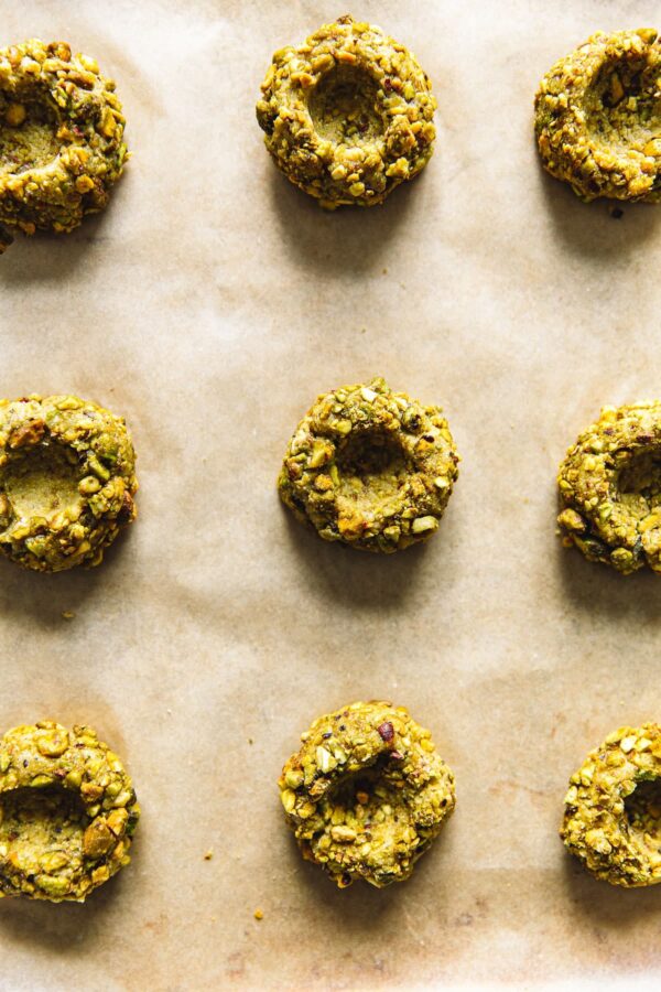 Pistachio Thumbprints on Parchment Paper