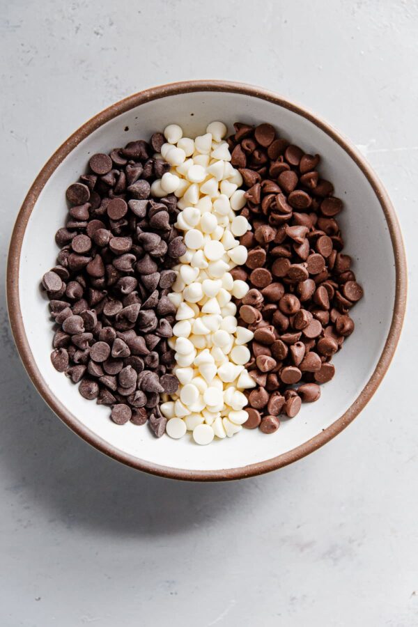 Different Types of Chocolate Chips in a Bowl