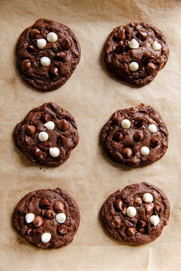 Chocolate Cookies on Parchment