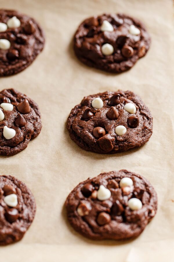 Chocolate Cookies on Parchment 