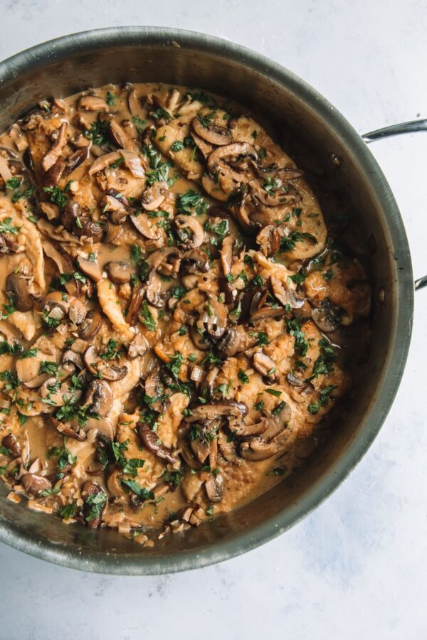 Lightened Up Chicken Marsala in Pan