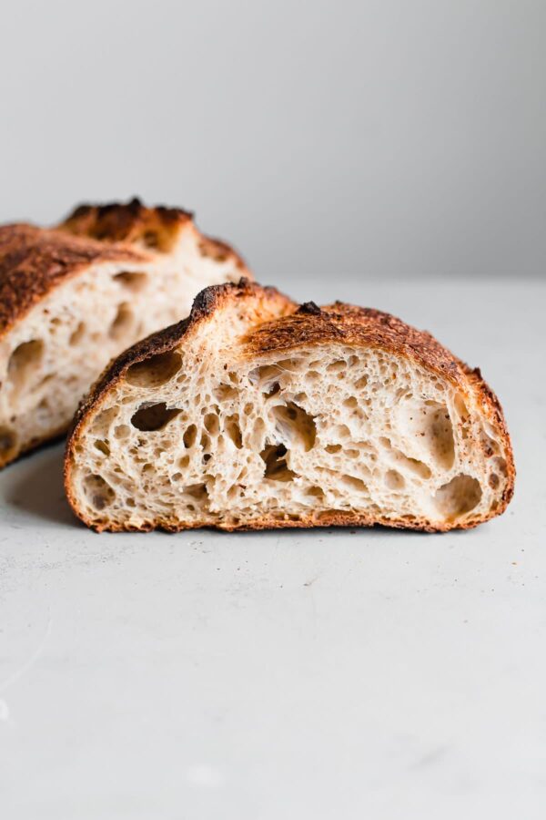 Open Crumb in Artisan Sourdough Loaf